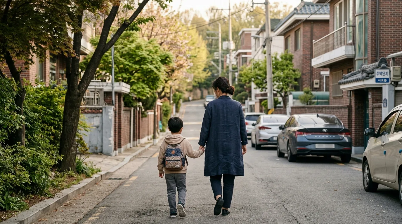 아이 손을 잡고 걸어가는 부모의 뒷모습(연출 사진)